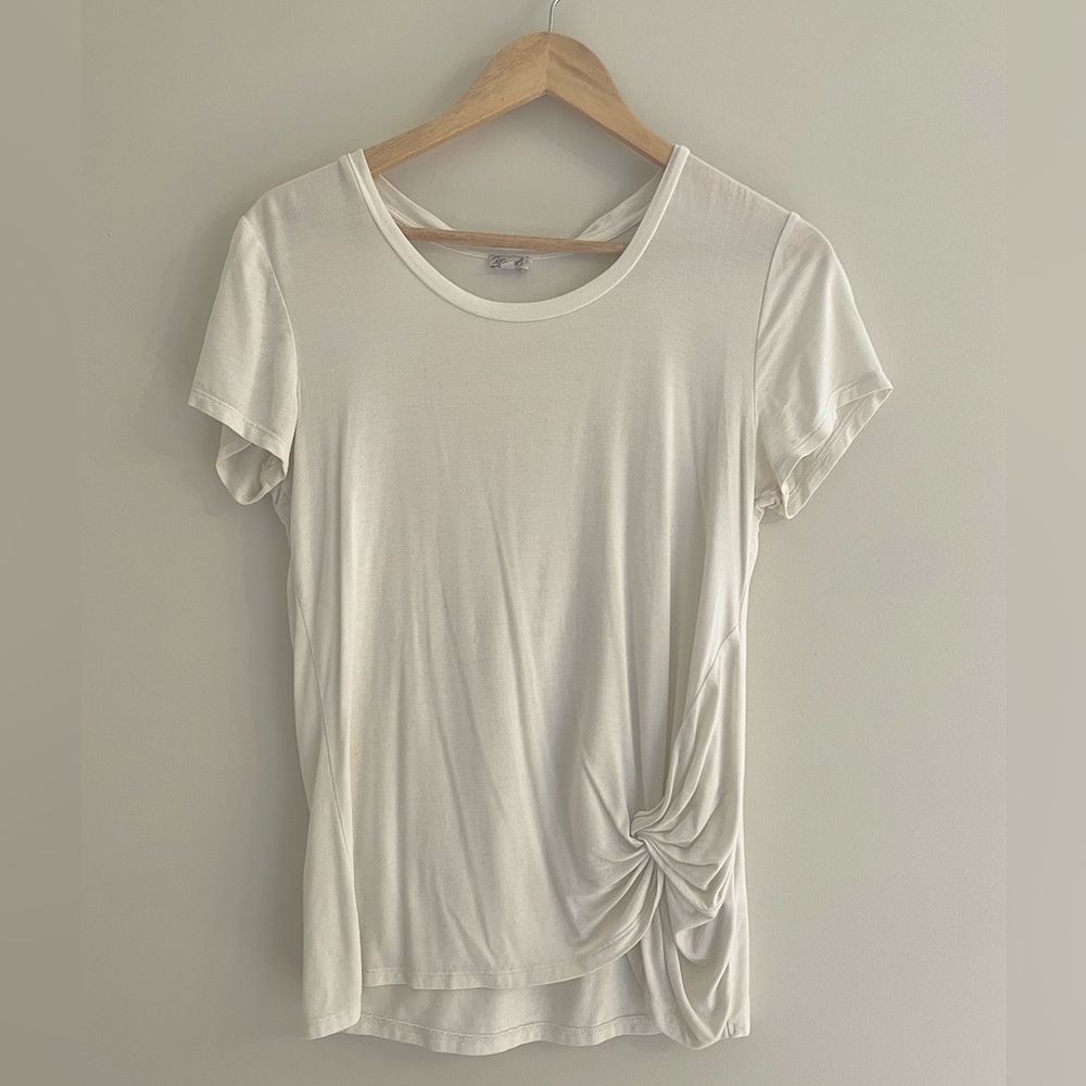 kismet white bottom knot detailed white blouse size S